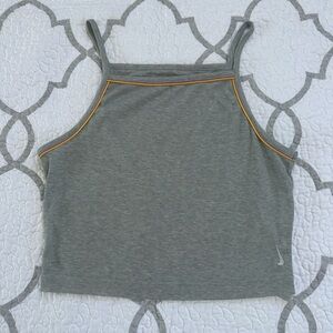 Nike Dri-fit Grey Ribbed Yoga Tank Top with Multicolor Trim Women’s Size Medium